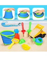 Gnuadz 14PCS Beach Sand Toys Construction Vehicle Animal Mold Bucket Shovel Set Mesh Bag