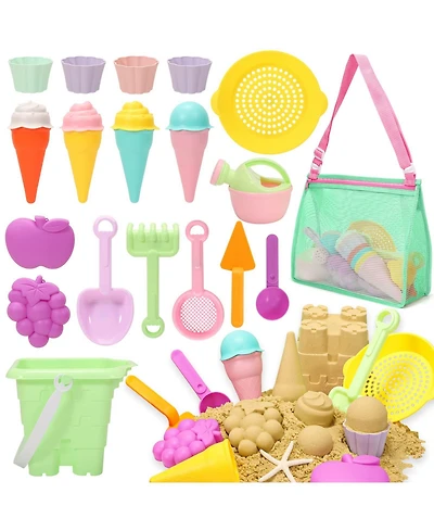 Gnuadz Beach Sand Toys Ice Cream Molds Bucket Shovel Rake Mesh Bag