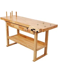 Streamdale Furniture 60 inches Rubberwood Workbench with 2 Drawers and Shelf