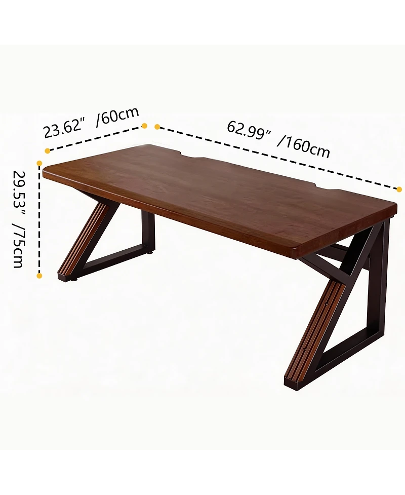 Streamdale Furniture Solid Wood 63 Extra Long Double Desk