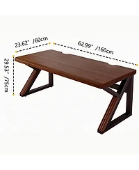 Streamdale Furniture Solid Wood 63 Extra Long Double Desk