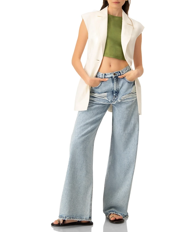Ivonne Women's Sleeveless Cropped Linen Top