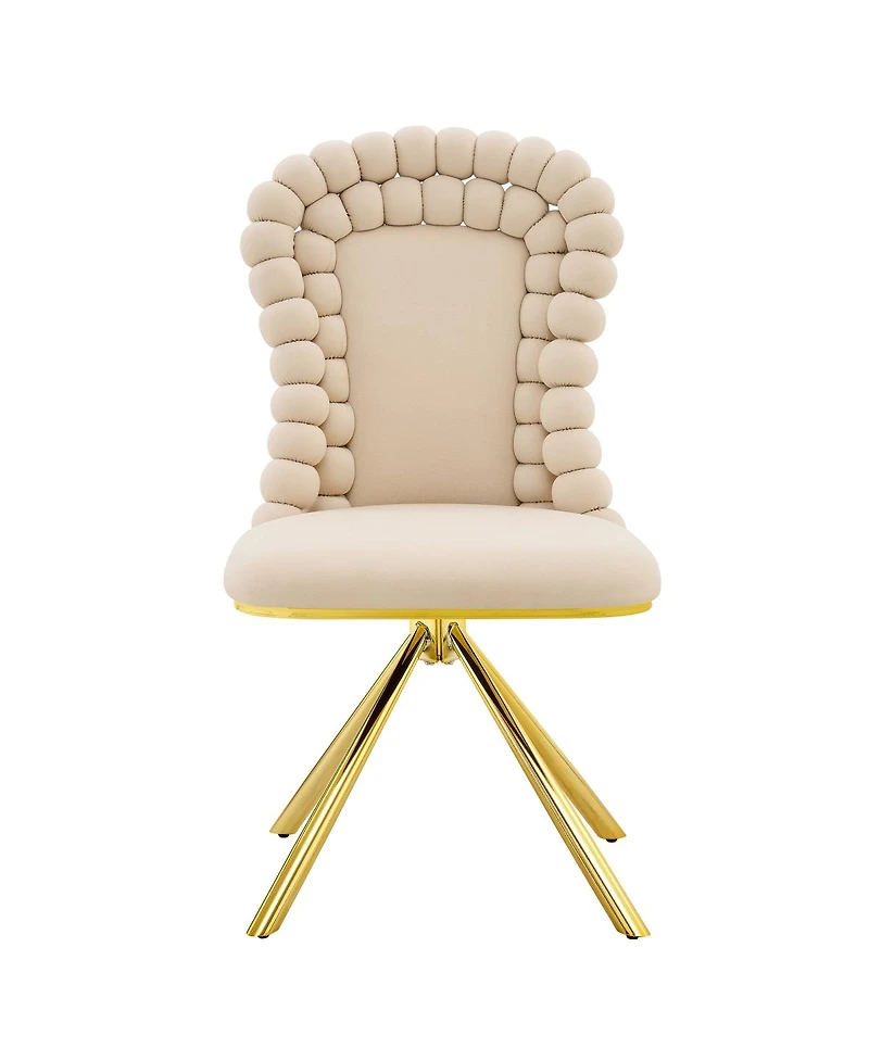 Streamdale Furniture Set of 2 Puffy Bubble Velvet Dining Chairs with Legs