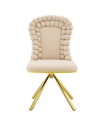 Streamdale Furniture Set of 2 Puffy Bubble Velvet Dining Chairs with Legs