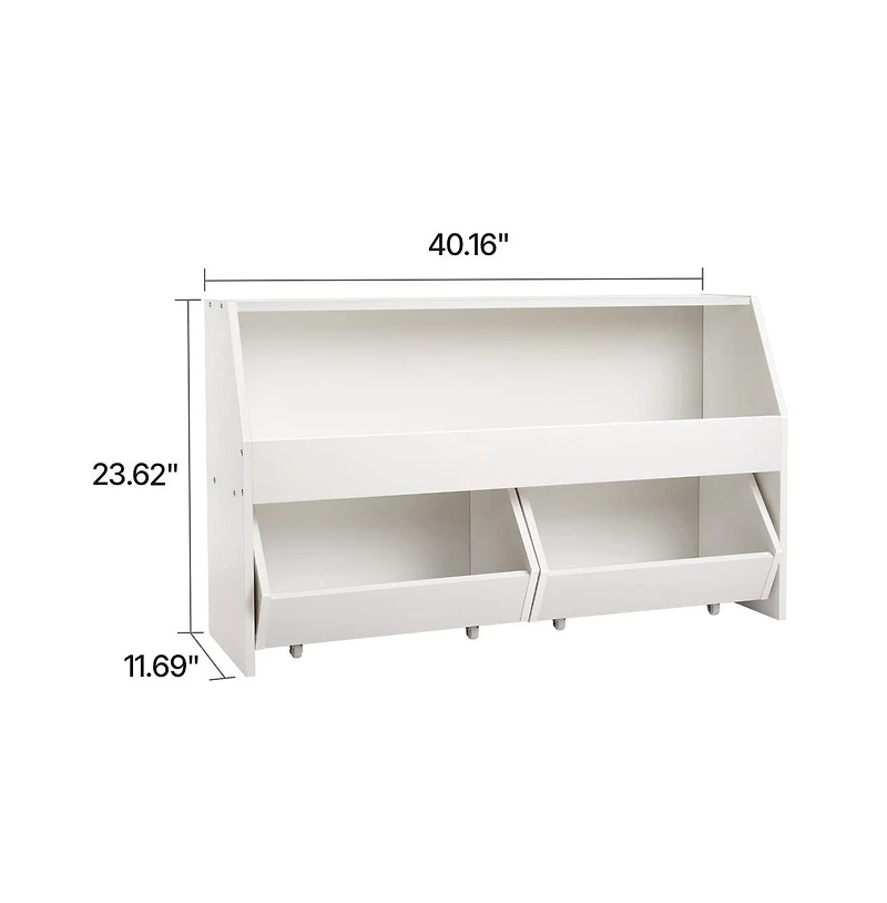 Sugift Toy Storage Organizer Wooden Kids Bookshelf with Storage
