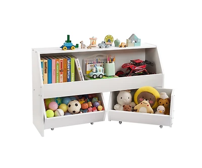 Sugift Toy Storage Organizer Wooden Kids Bookshelf with Storage