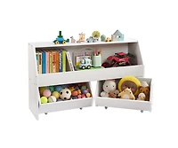 Sugift Toy Storage Organizer Wooden Kids Bookshelf with Storage