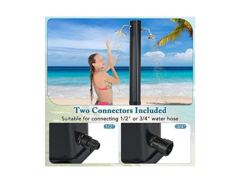 Lucky One 9.3 Gallon Solar Heated Outdoor Shower with Dual Shower Heads