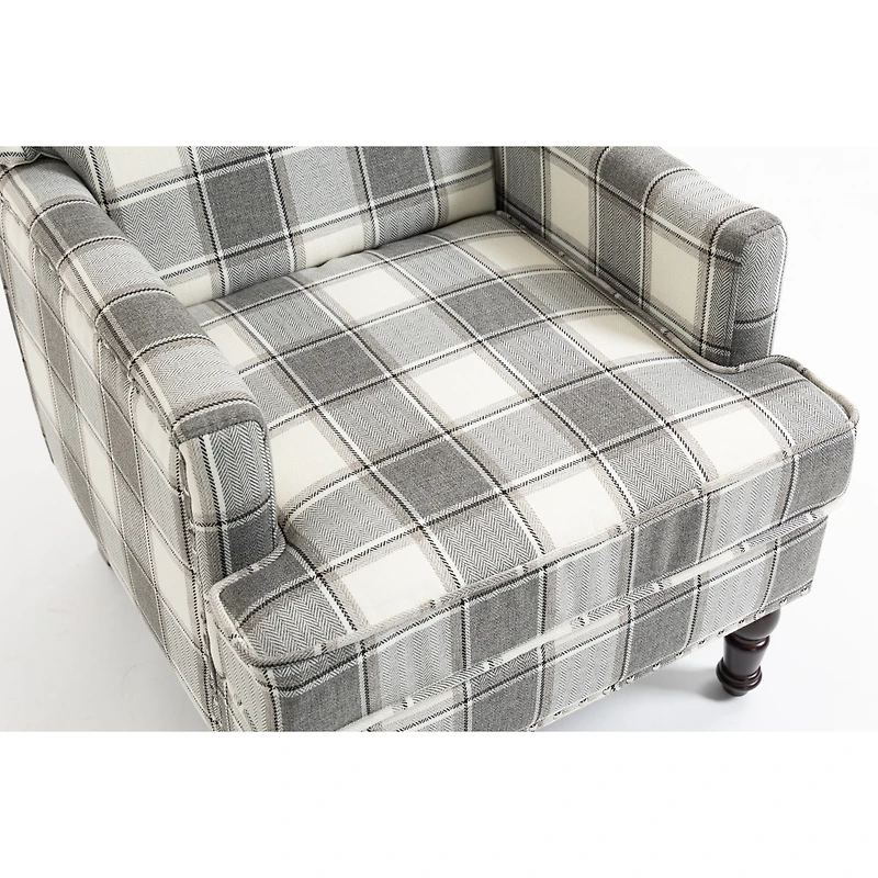 Streamdale Furniture Vintage Linen Accent Chair with Nailhead Trim.