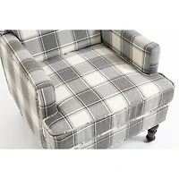 Streamdale Furniture Vintage Linen Accent Chair with Nailhead Trim.