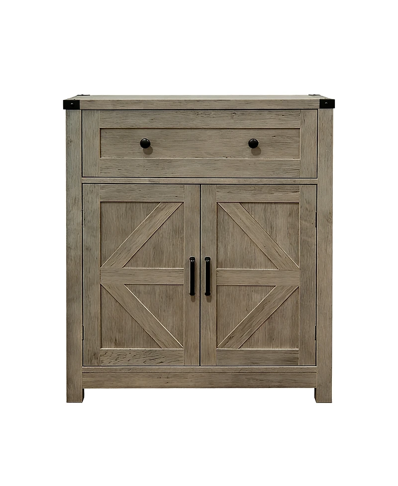 Streamdale Furniture Farmhouse Barn-Door Storage Cabinet/Buffet