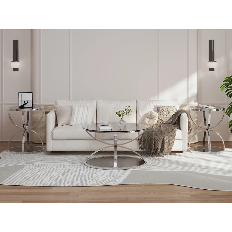 Streamdale Furniture Modern 2-Tier Glass Coffee Table Set