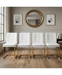 Streamdale Furniture Pu Leather Dining Chairs Set of 4 with Metal Legs