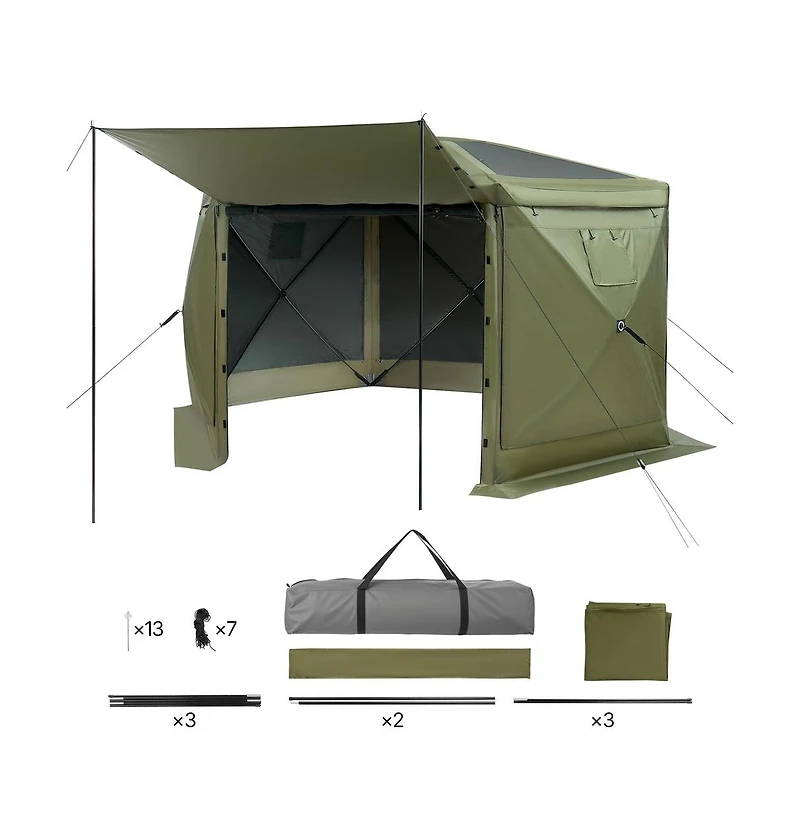 Sugift Pop up Gazebo Screen Tent 12 x 12 ft Large 6-Sided Camping Canopy Tent with Removable Top