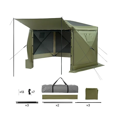 Sugift Pop up Gazebo Screen Tent 12 x 12 ft Large 6-Sided Camping Canopy Tent with Removable Top