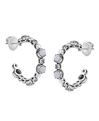 American West Jewelry Sterling Silver Lace Agate 1 Inch Concha Hoop Earrings