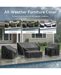 Pocassy Outdoor Furniture Cover Waterproof 4 Piece Patio Furniture Set Cover for Outside Couch, Lawn Chairs, Coffee Table, Windproof with Buckle Strap