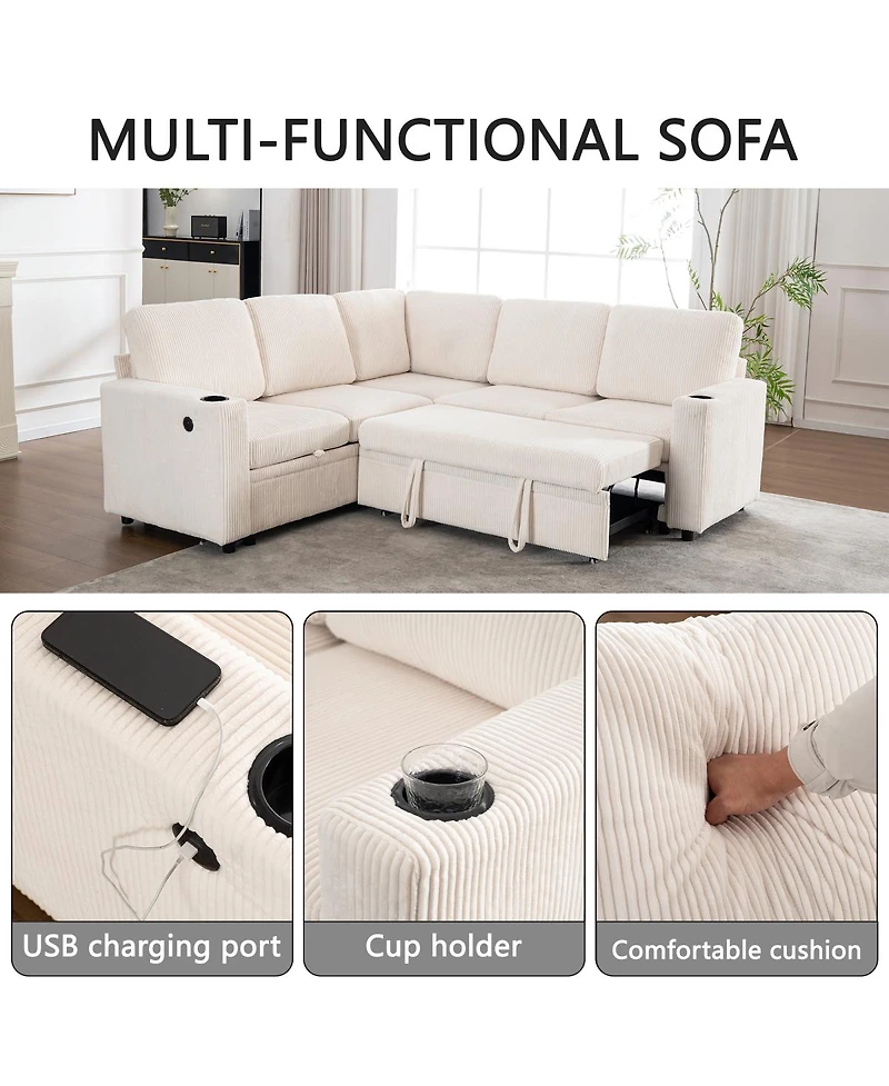 Streamdale Furniture Modular Sectional Sleeper Sofa with Storage