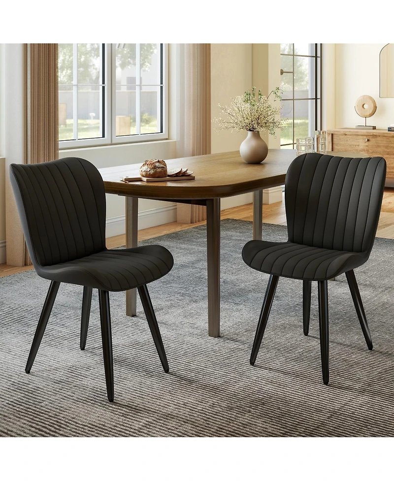 Streamdale Furniture Set of 2 Modern Pu Leather Dining Chairs