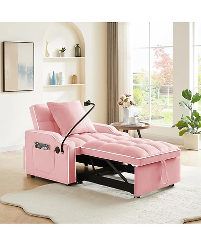 Streamdale Furniture 3-in-1 Convertible Sleeper Sofa Chair Bed with Usb/Type-c