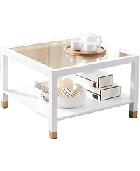 Streamdale Furniture Modern Square Coffee Table - Crisp Metal Frame with Luxe Glass Top