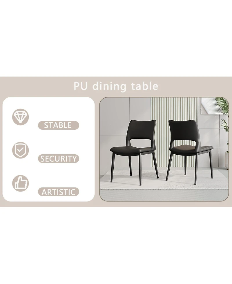 Streamdale Furniture Pu Leather Dining Chairs Set of 2