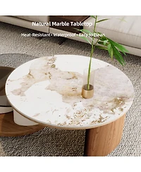 Streamdale Furniture Round Coffee Table Set with Storage, Rotating Wheels, Wooden Base