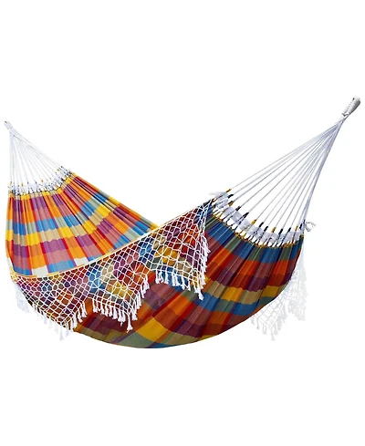 Vivere Authentic Brazilian Cotton Hammock, Outdoor Hanging Daybed, Carnival