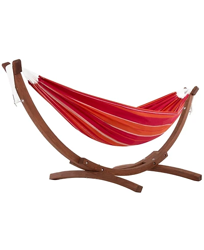 Vivere Double Cotton Hammock, Comfortable Daybed with Wood Frame