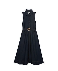 Reiss Women's Button-Front Belted Denim Midi Dress