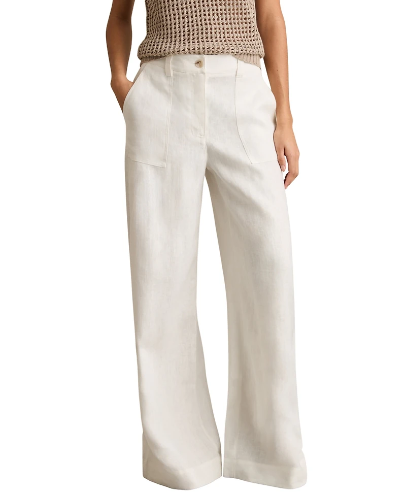 Reiss Women's Linen Wide-Leg Trouser Pants