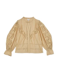 Reiss Women's Broderie Anglaise Tie-Neck Blouse