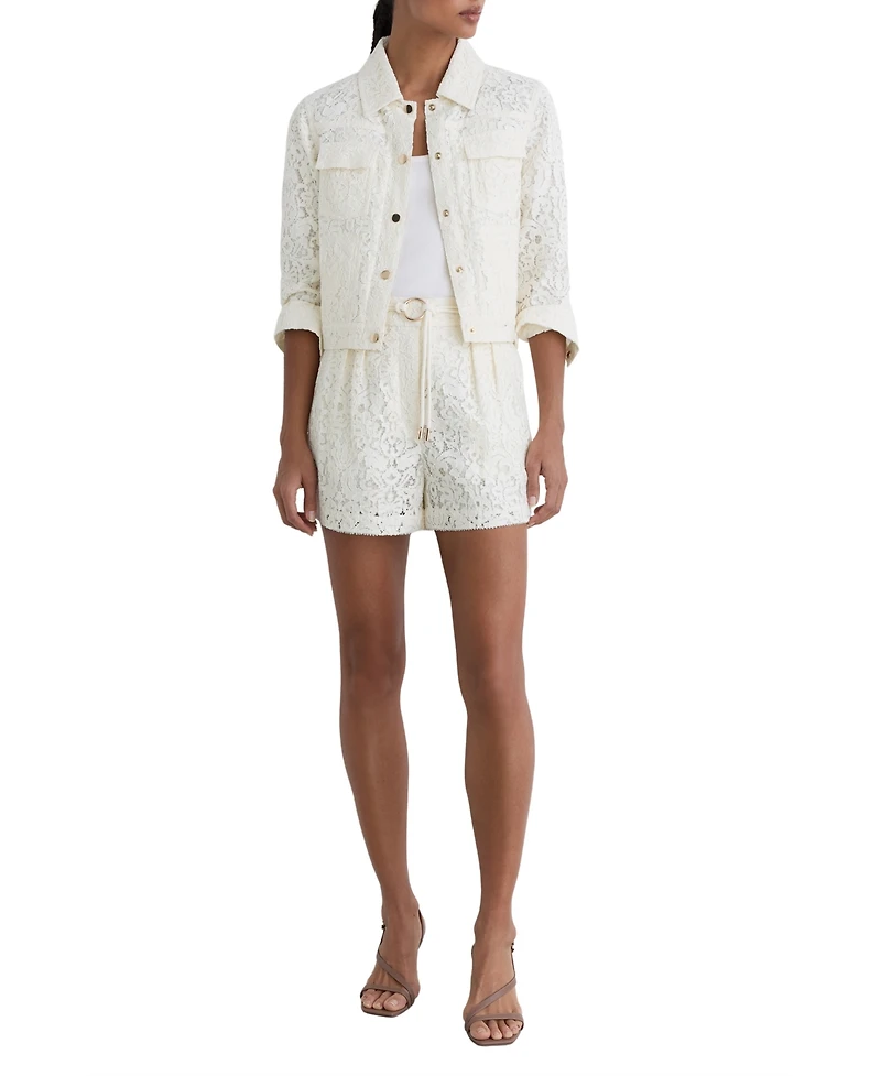 Reiss Women's Rope-Belt Lace Shorts