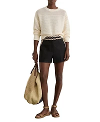 Reiss Women's Linen Wave-Trim Shorts