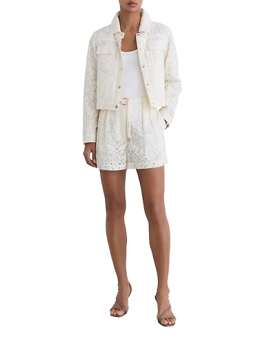 Reiss Women's Collared Lace Press-Stud Jacket