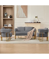 Streamdale Furniture Modern decorative living room side chair with gold metal legs, Teddy fleece upholstered