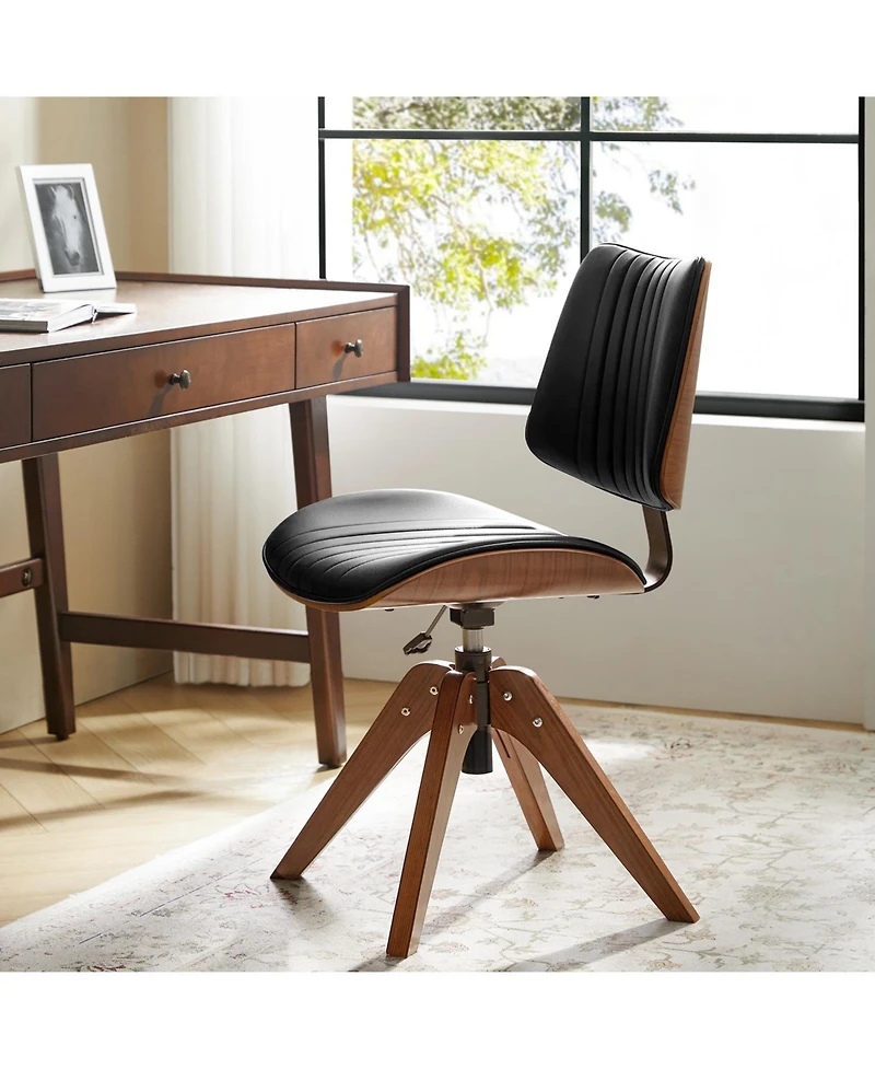 Hulala Home Kalene Mid-century Modern Rotating Lifting Office Chair with Solid Wood Legs