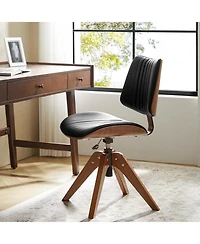 Hulala Home Kalene Mid-century Modern Rotating Lifting Office Chair with Solid Wood Legs