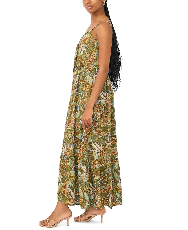 Msk Women's Tie-Front Tiered Maxi Dress