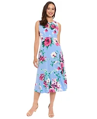 London Times Women's Sleeveless Keyhole Midi Dress