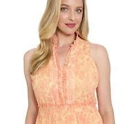 London Times Women's V-Neck Maxi Dress
