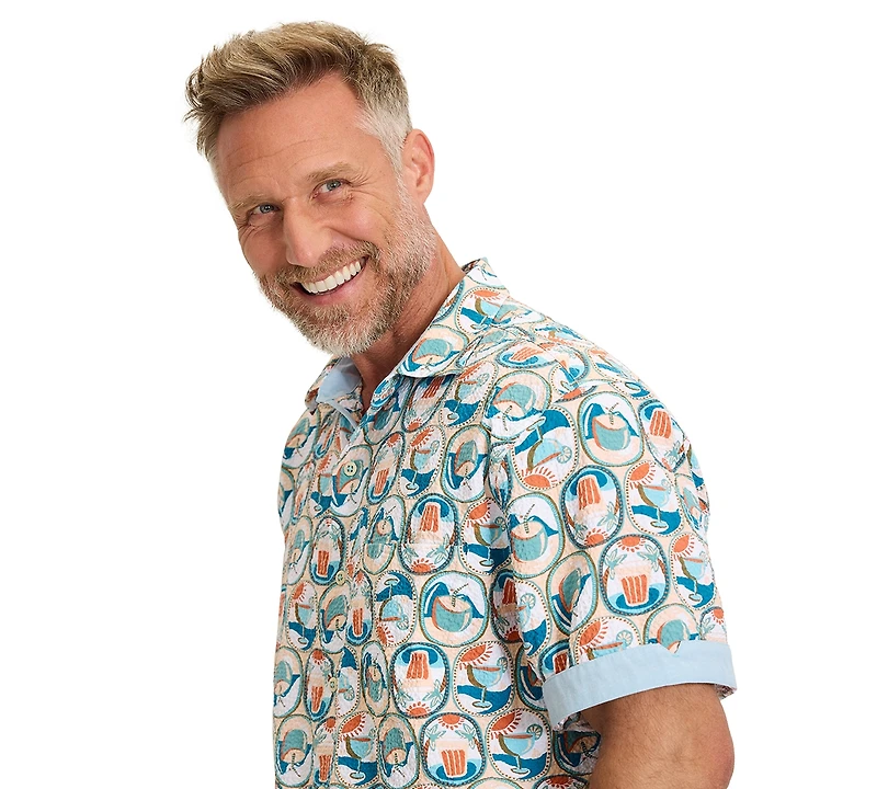 Tommy Bahama Men's Nova Wave Glass Half Full Printed Shirt
