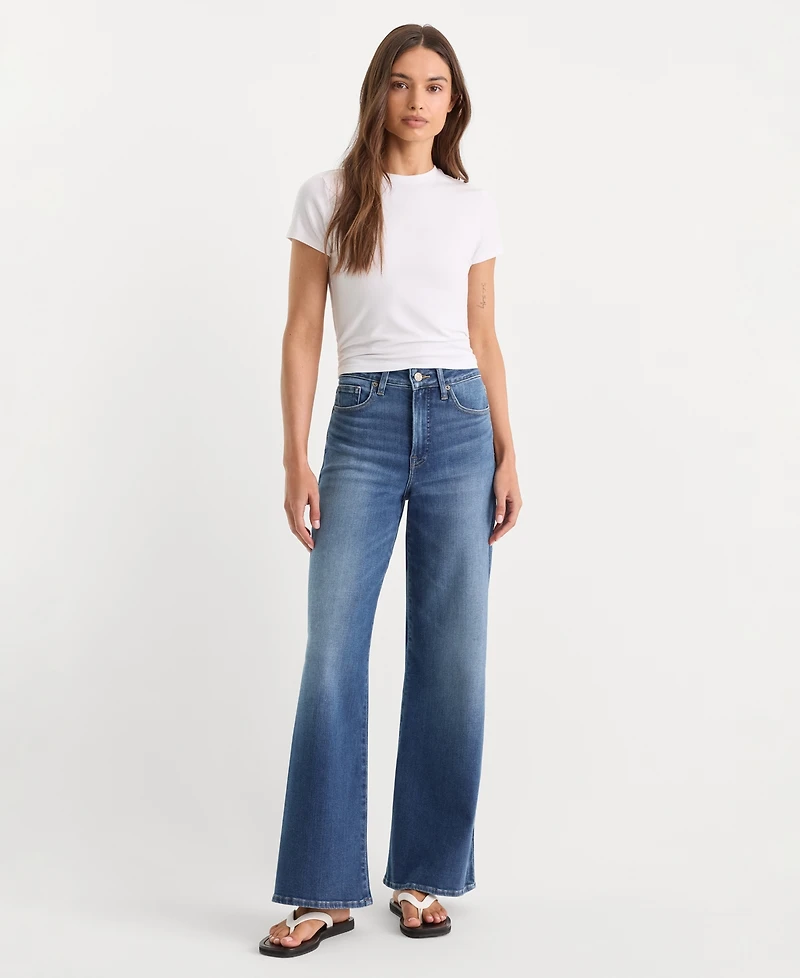 Good American Women's Soft Tech Good Waist Palazzo Ankle Jeans