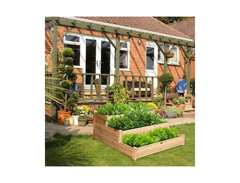 Lucky One 3 Tier Elevated Wooden Garden Bed for Vegetables, Herbs and Flowers