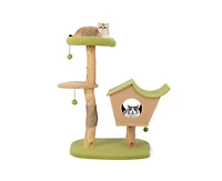 Aostirmotor 43" Wooden Cat Tree with Padded Top Perch for Indoor Cats