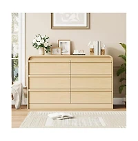 gaomon 6 Drawer Dresser for Bedroom, 47 Inch Wooden Chest of Drawers with Curved Design, Modern Closet Storage Cabinet Living Room