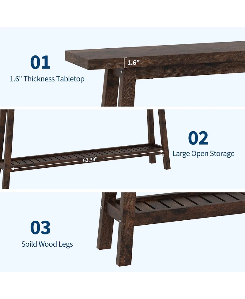 Gaomon 70.9 In Console Table, 2-Tier Narrow Sofa Table Behind Couch, Extra Long Entryway Table for Hallway, Industrial Farmhouse Entry Table