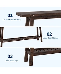Gaomon 70.9 In Console Table, 2-Tier Narrow Sofa Table Behind Couch, Extra Long Entryway Table for Hallway, Industrial Farmhouse Entry Table