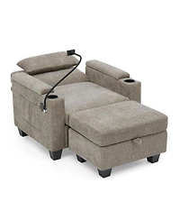 Streamdale Furniture Single Sofa Recliner with Ottoman and Usb