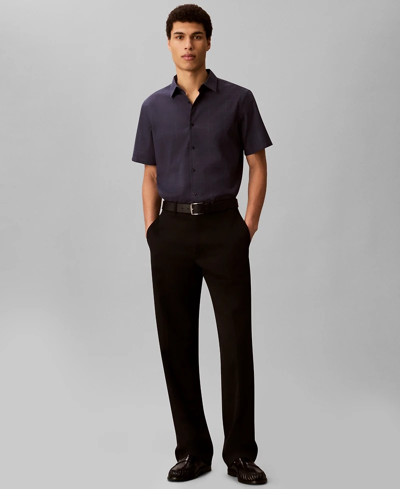 Calvin Klein Men's Windowpane Sup Slim Short-Sleeve Shirt